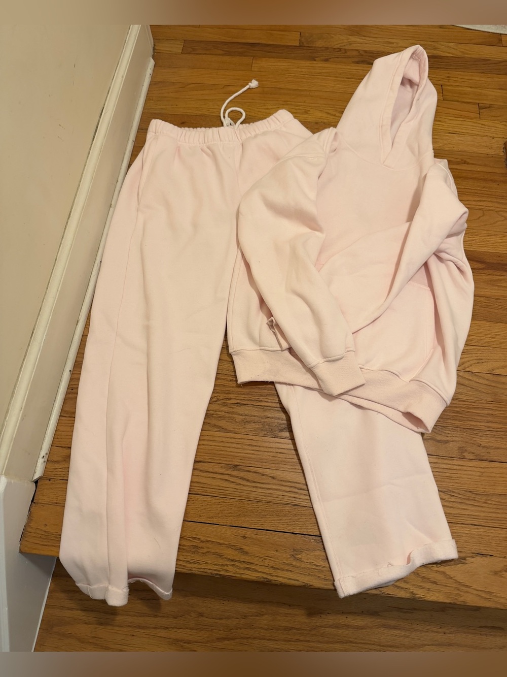 Light Pink Hoodie Jogger Set Women’s Large Sweatshirt Sweatpants s/L